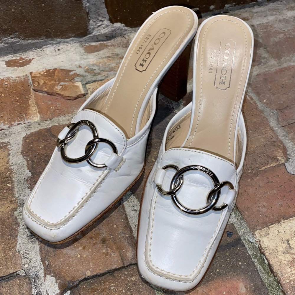 Coach Leather Jacie A3228 Square Toe Mule Sz 6B Made In Italy